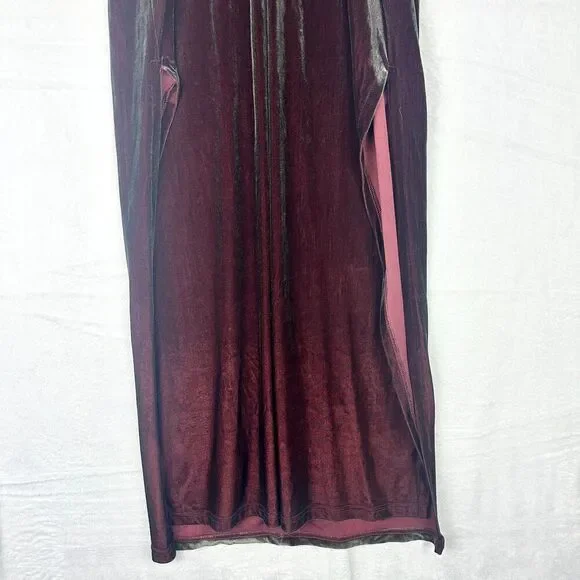 Roberta Vintage Velvet Whimsigoth Maxi Dress Size Medium Deep Wine Merlot - Picture 3 of 9